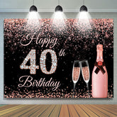 Toile de fond rose et paillettes joyeux 40e anniversaire pour femme
